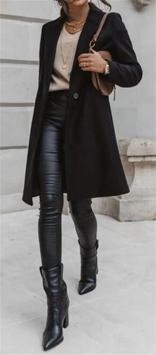 Trench Coat for Women Winter Elegant Windbreaker Fall Long Coats for Women Midi Peacoat Trench Coats Outwear