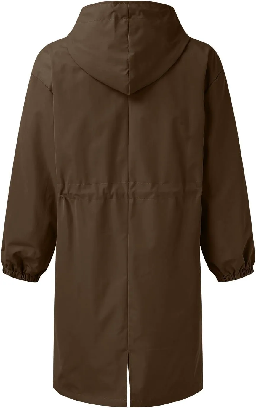 Trench Coat Women Lightweight Waterproof Rain Jacket Dressy Casual Long Winter Coats Fall Fashion Windbreaker with Hood 2024