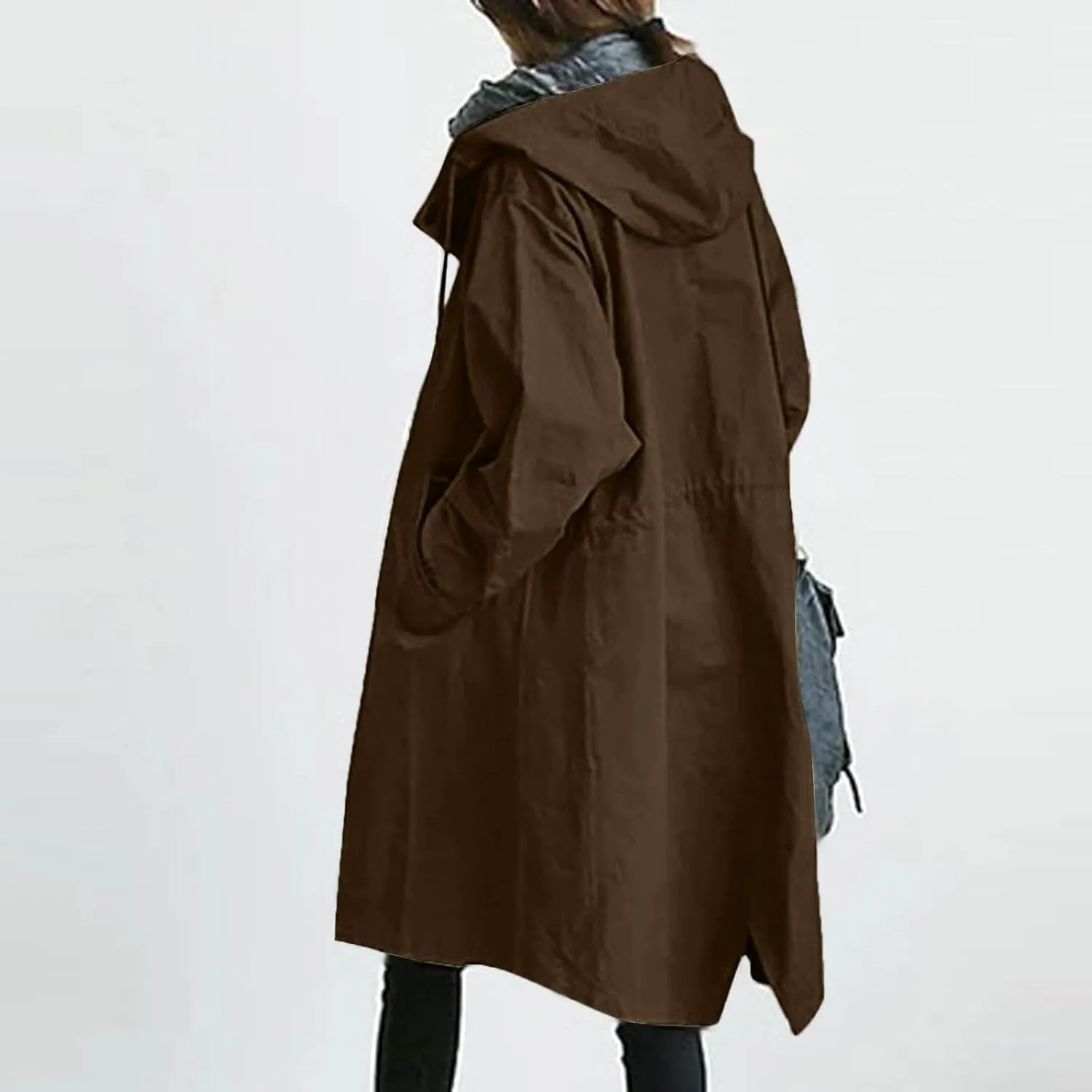 Trench Coat Women Lightweight Waterproof Rain Jacket Dressy Casual Long Winter Coats Fall Fashion Windbreaker with Hood 2024