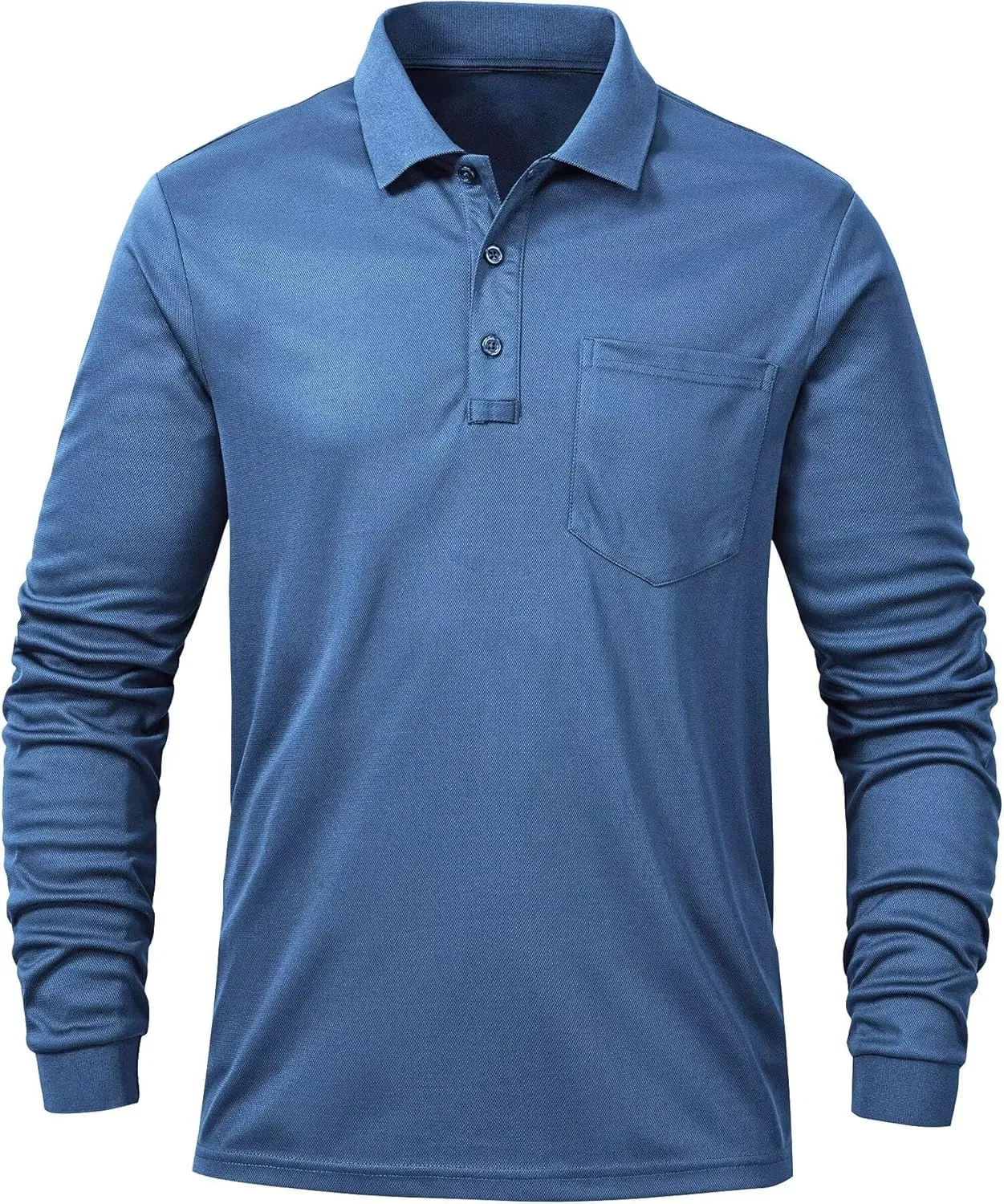 Tyhengta Men's Polo Shirt Long Sleeve Quick Dry Athletic Performance Shirts Pique Golf Shirt