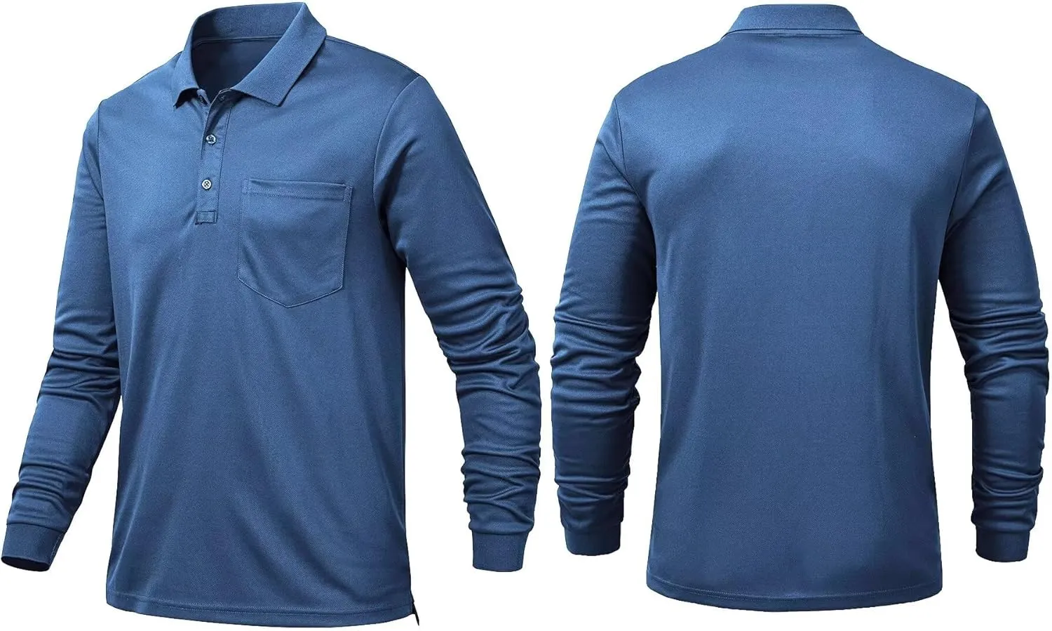 Tyhengta Men's Polo Shirt Long Sleeve Quick Dry Athletic Performance Shirts Pique Golf Shirt