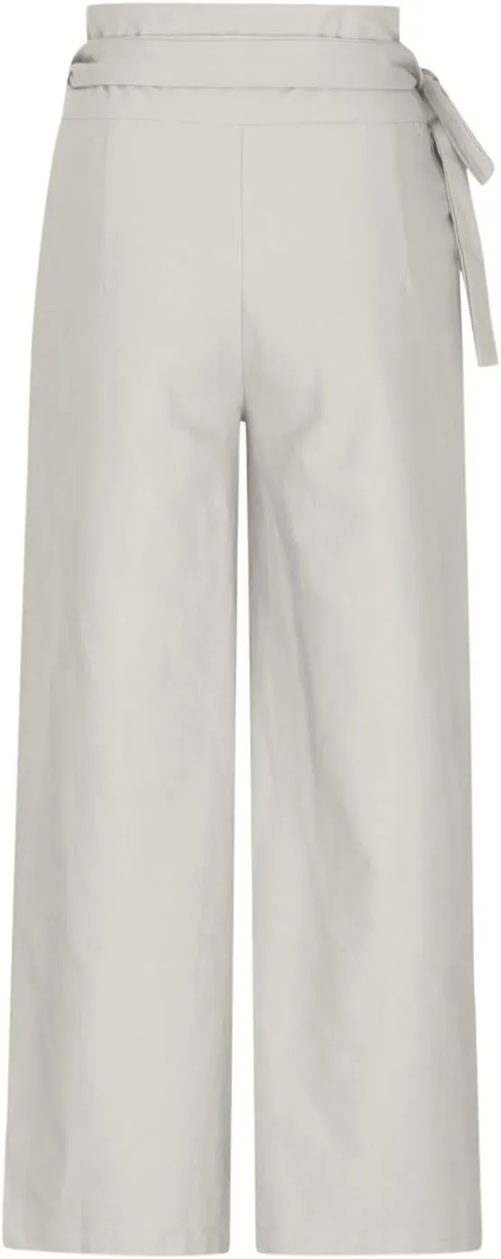 Uillui Dressy Casual Work Pants for Women Fashion Wrap High Waist Lace-Up Slacks Straight Leg Wide Leg Cotton Linen Trousers