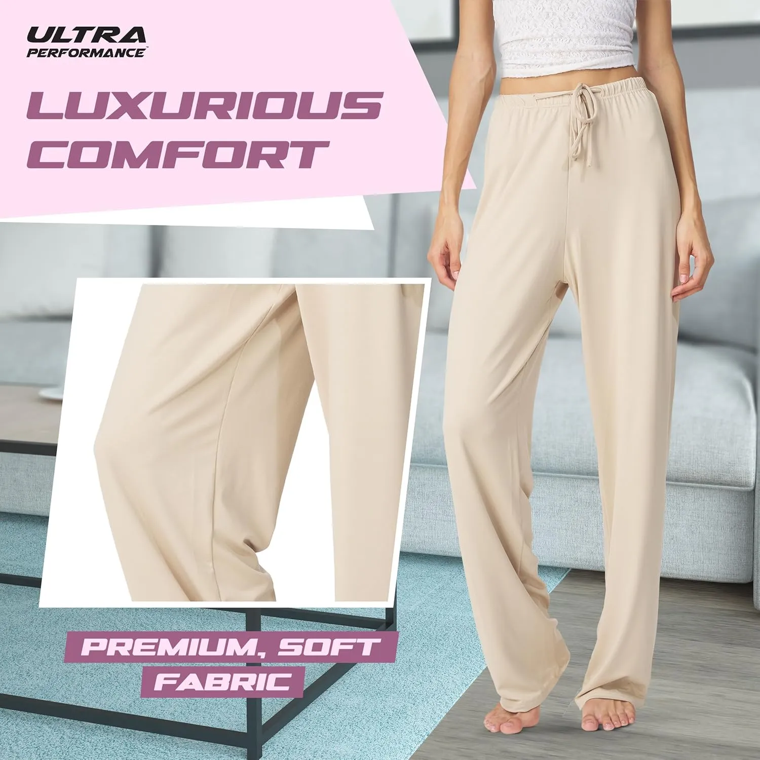 Ultra Performance Womens Pajama PJ Pants 3 Pack Lounge Bottoms Pajamas for Women (Avail in Plus Sizes)