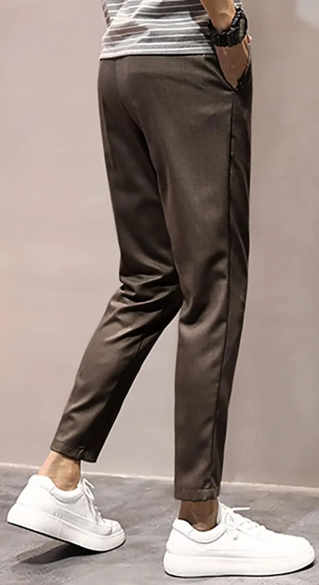 utcoco Men's Cropped Suit Pants Slim-Fit Ankle Length Dress Pants