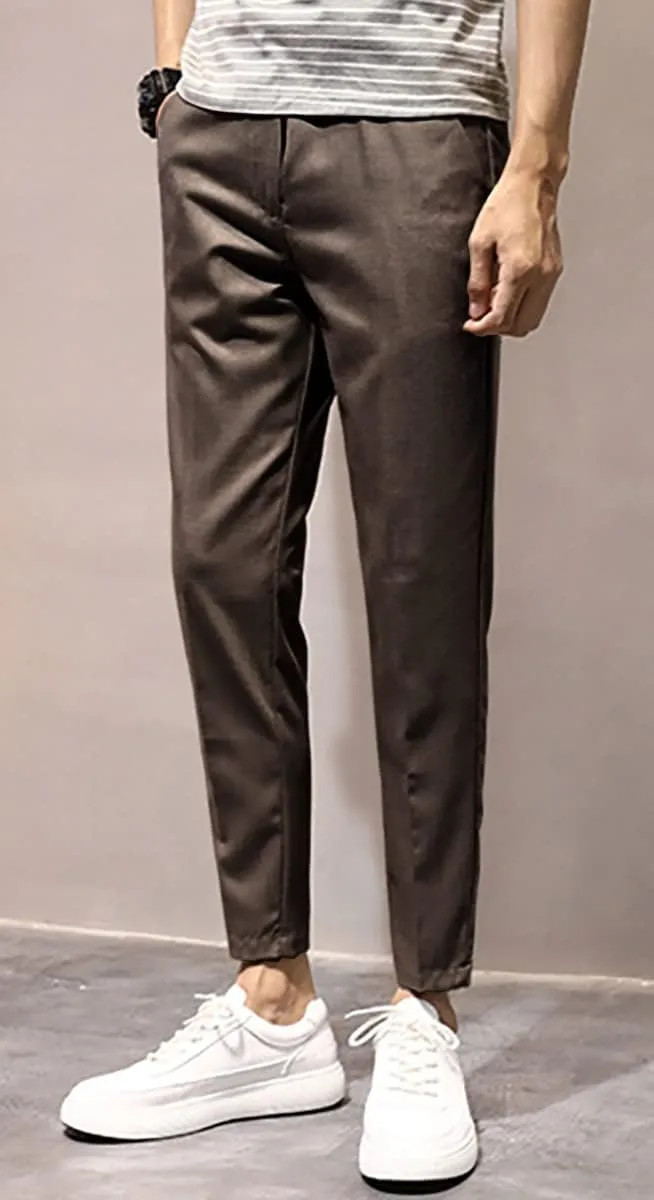 utcoco Men's Cropped Suit Pants Slim-Fit Ankle Length Dress Pants