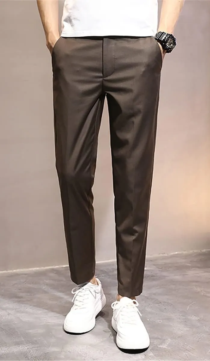 utcoco Men's Cropped Suit Pants Slim-Fit Ankle Length Dress Pants