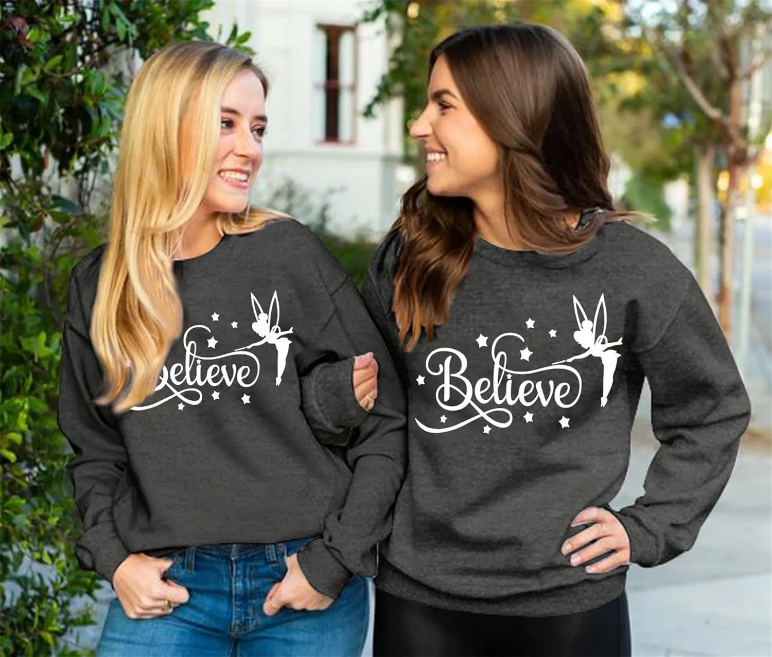 VILOVE Believe in Magic Sweatshirt Women Cute Fairy Graphic Shirt Magic Kingdom Shirt Funny Family Vacation Long Sleeve Top