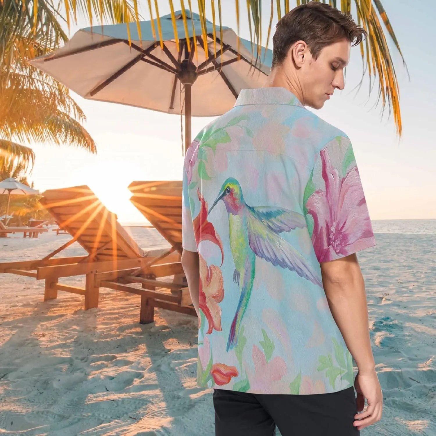 visesunny Mens Casual Button Down Short Sleeve Hawaiian Shirt Aloha Shirt