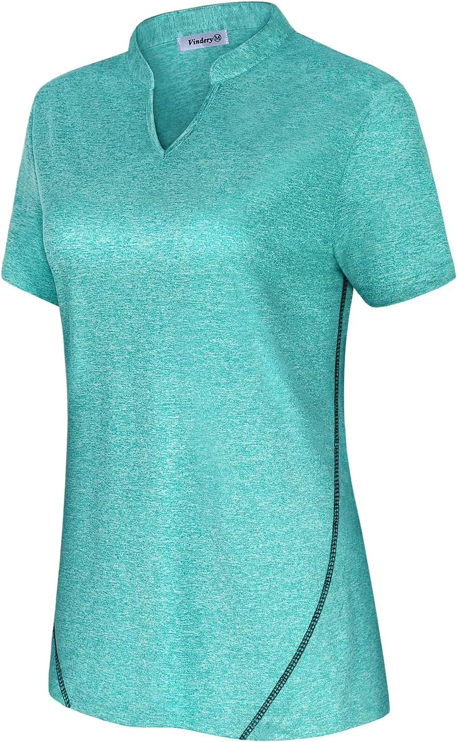 Vldnery Womens Golf Shirt Moisture Wicking V Neck Athletic Loose Yoga Workout Polo Shirt