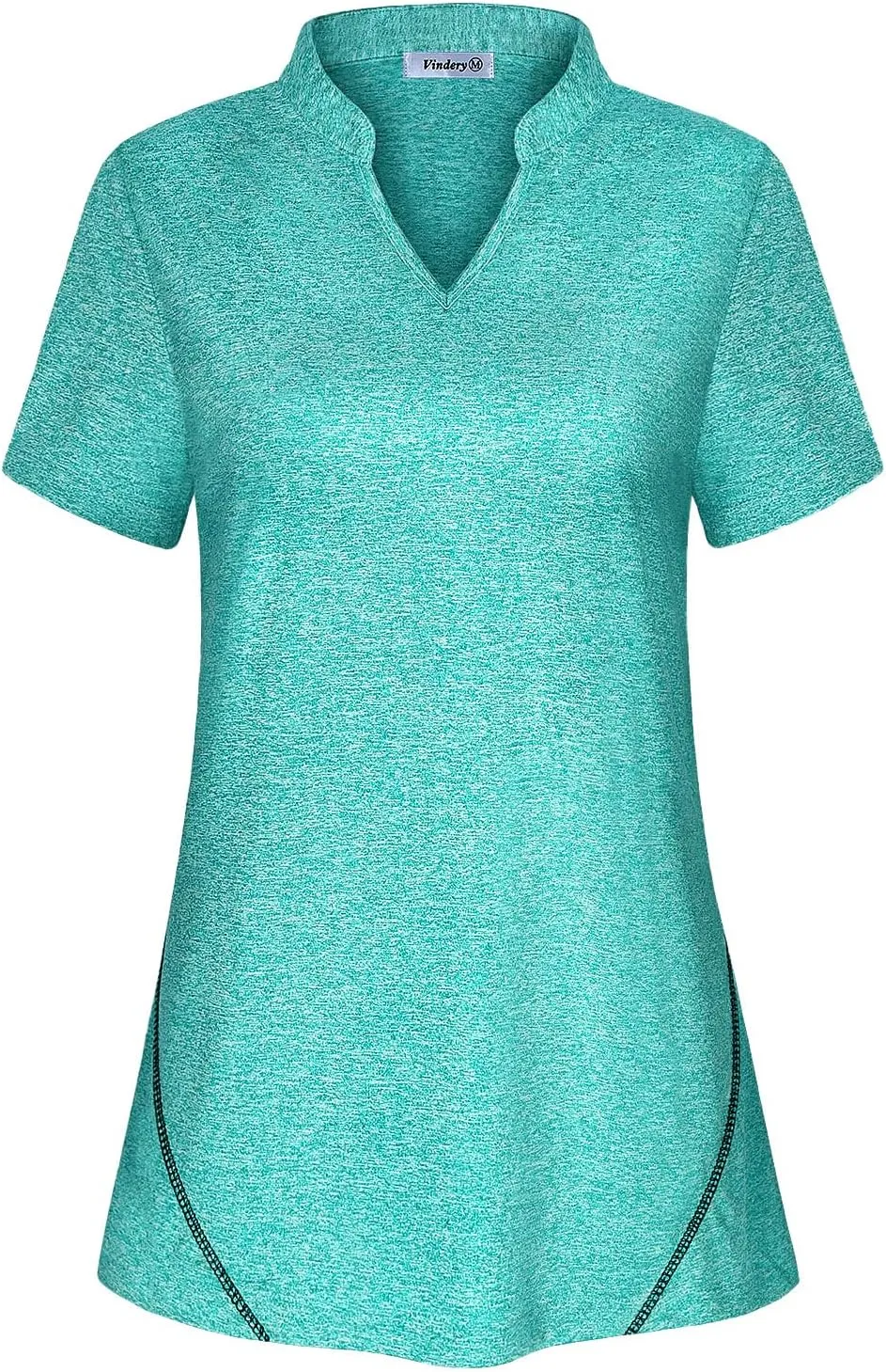 Vldnery Womens Golf Shirt Moisture Wicking V Neck Athletic Loose Yoga Workout Polo Shirt
