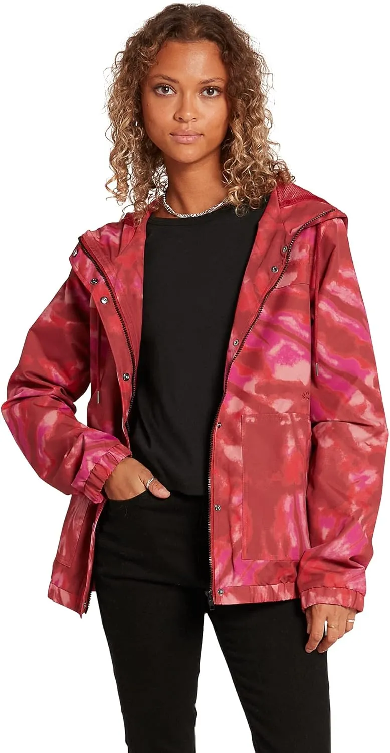 Volcom Women's Enemy Stone Hooded Zip Front Windbreaker Jacket (Regular & Plus Size)