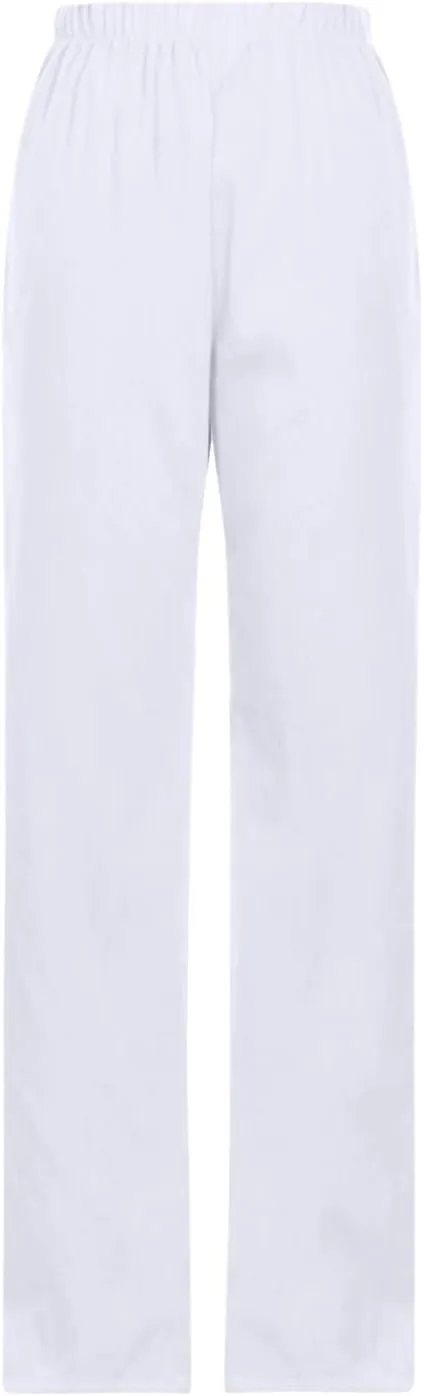 White Cotton Linen Pants for Women Summer Casual Loose Trousers Elastic Waist Straight Leg Pants with Pockets