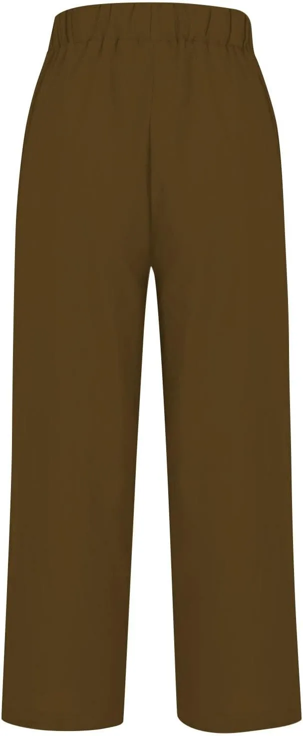 Wide Leg Linen Pants for Women Cotton and Linen Long Pants Lightweight Elastic Waist Pant Comfy Pants Women Women
