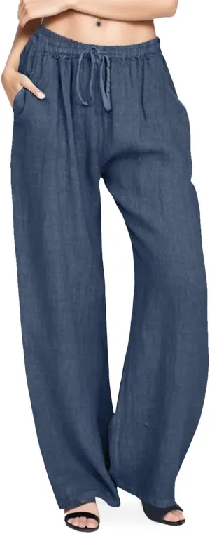 Wide Leg Linen Pants Women 2025 Summer Casual Beach Vacation Pants Lightweight Plus Size Lounge Trousers with Pockets