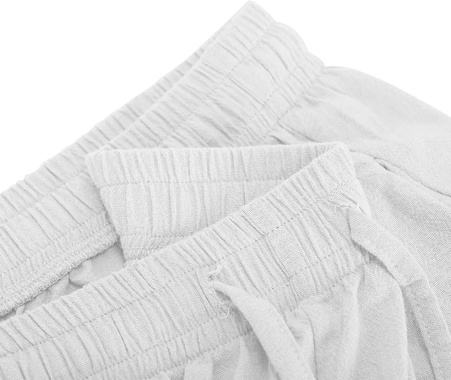 Wide Leg Linen Pants Women Casual Summer Elastic Waist Loose Palazzo Trousers Flowy Beach Lounge Pants with Pockets