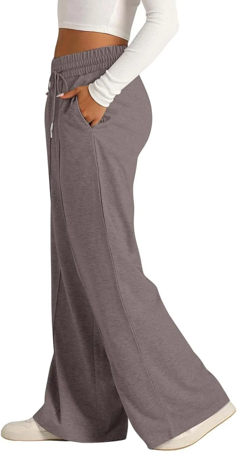 Wide Leg Sweatpants Women 2025 High Waisted Casual Loose Drawstring Sports Athletic Baggy Lounge Pants with Pockets