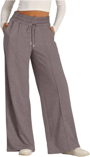 Wide Leg Sweatpants Women 2025 High Waisted Casual Loose Drawstring Sports Athletic Baggy Lounge Pants with Pockets