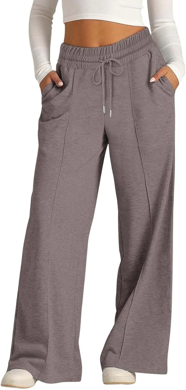 Wide Leg Sweatpants Women 2025 High Waisted Casual Loose Drawstring Sports Athletic Baggy Lounge Pants with Pockets
