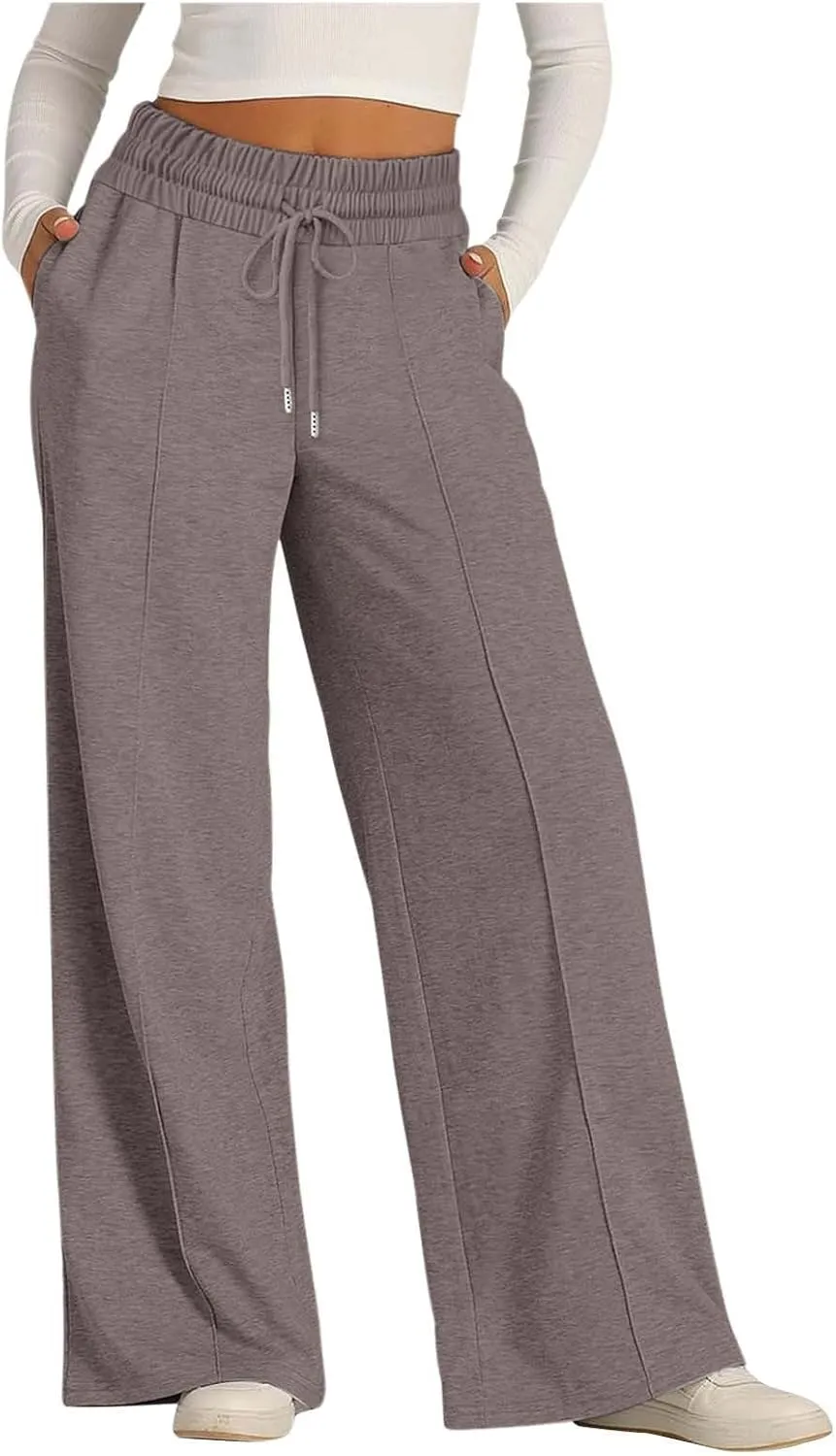 Wide Leg Sweatpants Women 2025 High Waisted Casual Loose Drawstring Sports Athletic Baggy Lounge Pants with Pockets