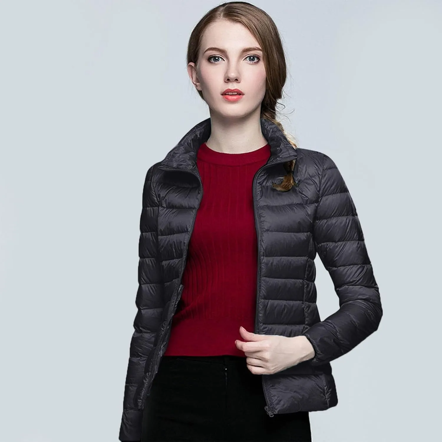 Winter Coats for Women Fashion Solid Long Sleeve Puffer Jacket Lightweight Recycled Down Coat 2024 Insulation Outwear
