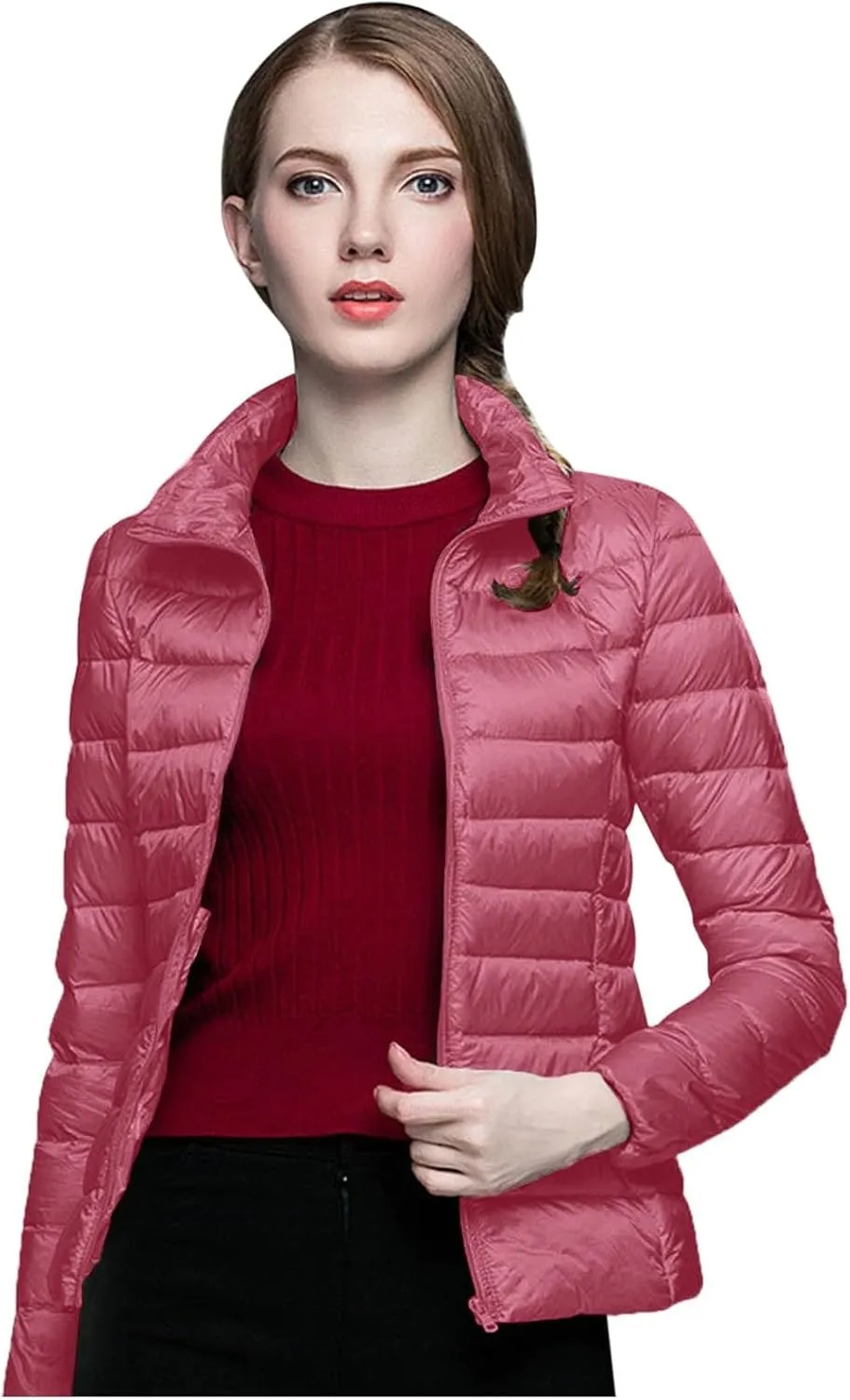 Winter Coats for Women Fashion Solid Long Sleeve Puffer Jacket Lightweight Recycled Down Coat 2024 Insulation Outwear