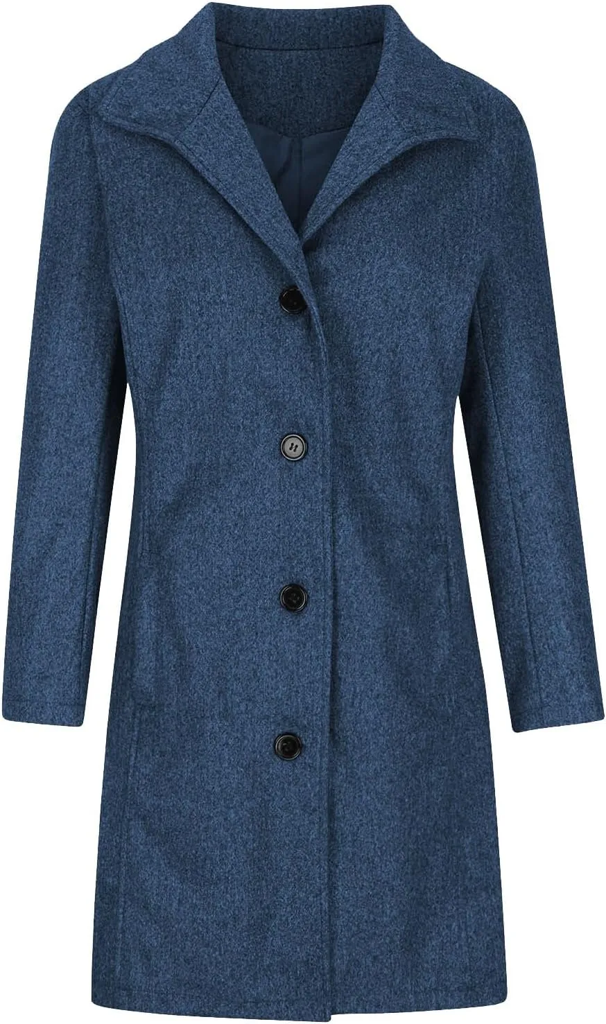 Winter Coats for Women Single Breasted Trench Coat Winter Wool Blend Pea Coat Vintage Stand Collar Casual Trench Coat