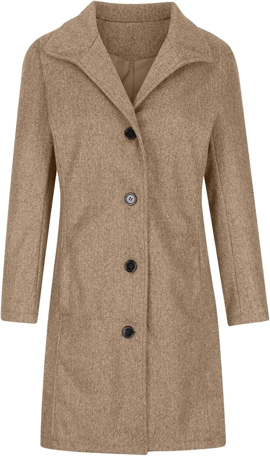 Winter Coats for Women Single Breasted Trench Coat Winter Wool Blend Pea Coat Vintage Stand Collar Casual Trench Coat