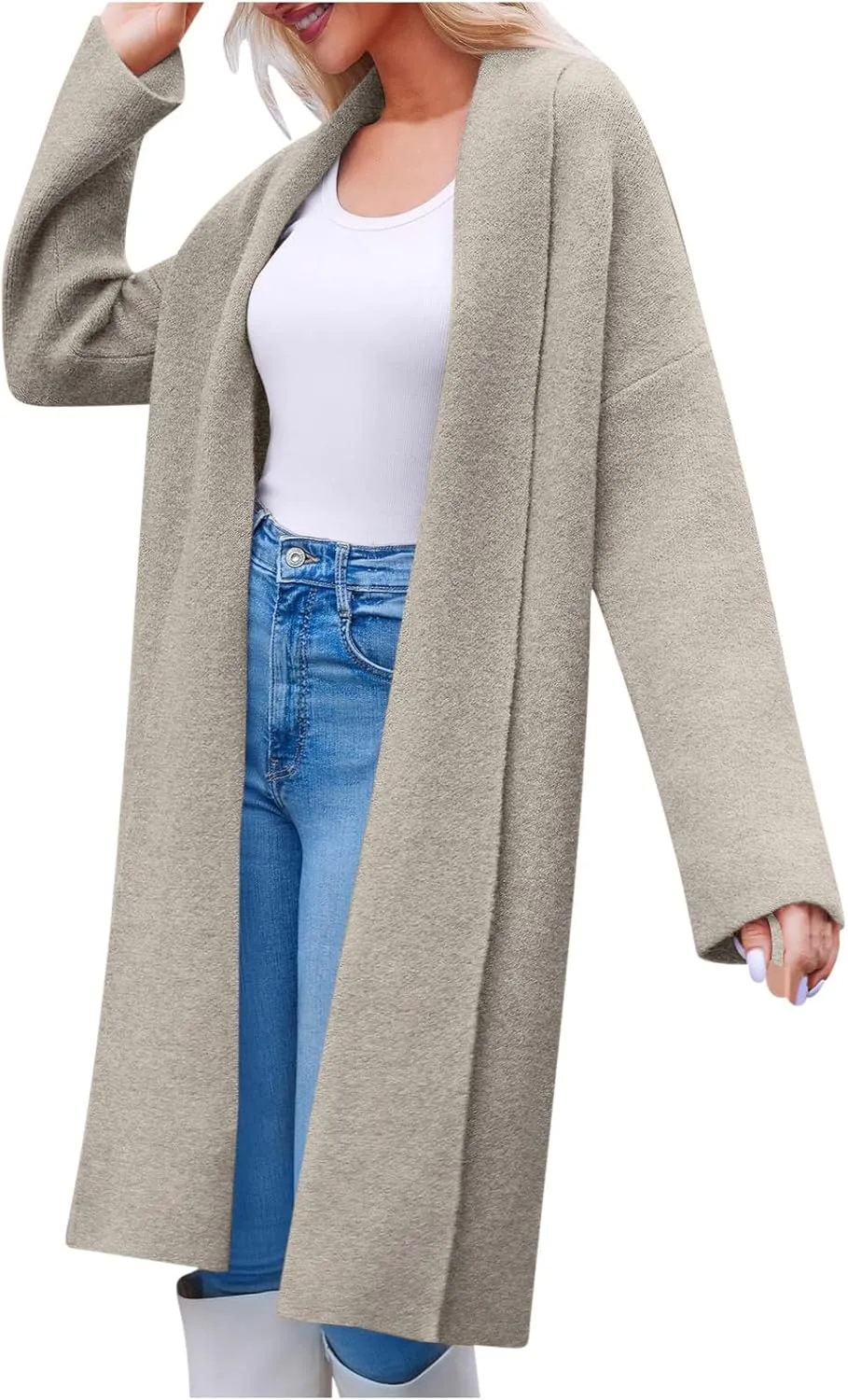 Winter Coats for Women Woolen Trench Coat Chunky Open Front Long Cardigan Slouchy Knit Fall Trendy Coatigan Jackets