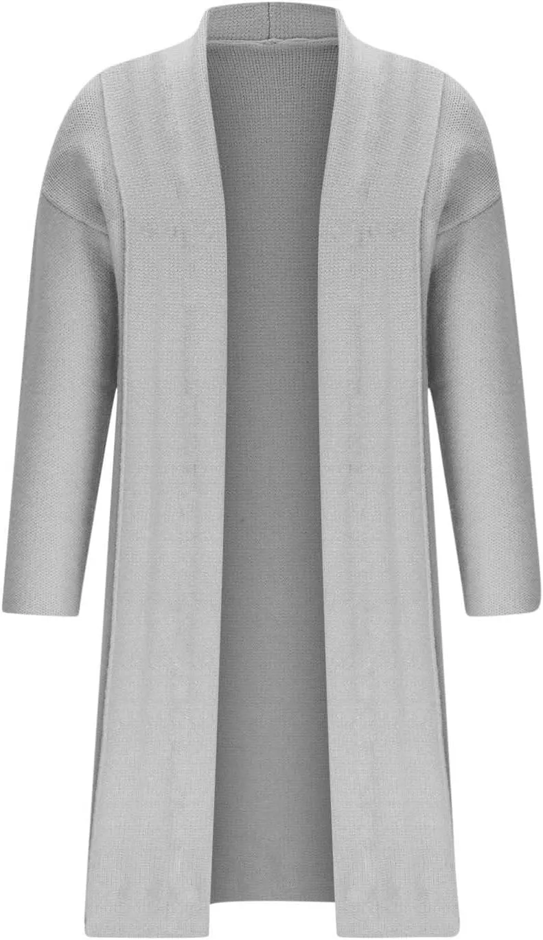 Winter Coats for Women Woolen Trench Coat Chunky Open Front Long Cardigan Slouchy Knit Fall Trendy Coatigan Jackets