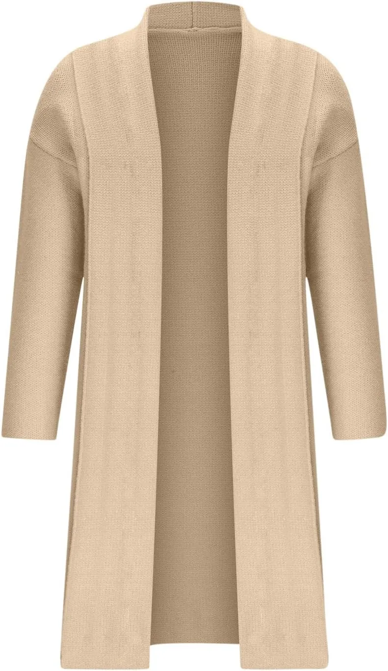 Winter Coats for Women Woolen Trench Coat Chunky Open Front Long Cardigan Slouchy Knit Fall Trendy Coatigan Jackets