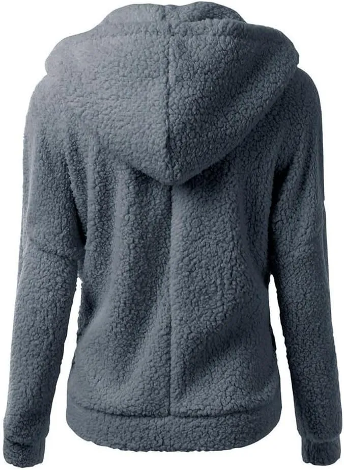 Winter Coats for Women Zip Up Fleece Lined Sherpa Jacket Warm Plush Hooded Jackets Trendy Y2K Teddy Fuzzy Outerwear