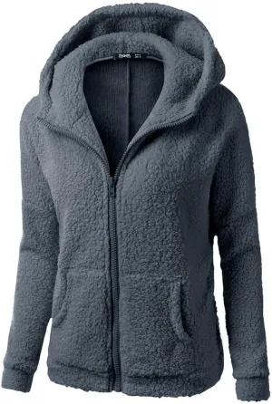 Winter Coats for Women Zip Up Fleece Lined Sherpa Jacket Warm Plush Hooded Jackets Trendy Y2K Teddy Fuzzy Outerwear