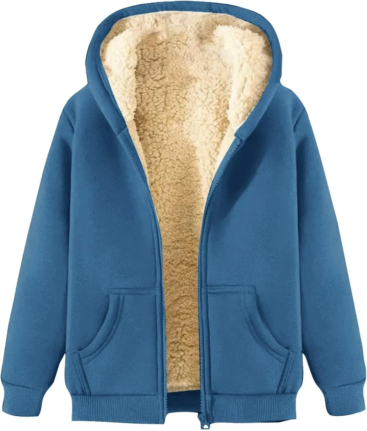 Winter Jacket Men's Thick Thermal Cotton Thin Sports Jacket Plush Hoodie with Pockets Fleece Lined Coat Outdoor Clothing