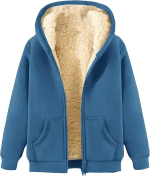 Winter Jacket Men's Thick Thermal Cotton Thin Sports Jacket Plush Hoodie with Pockets Fleece Lined Coat Outdoor Clothing