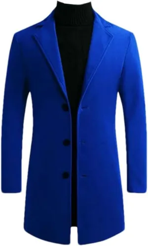 Winter Men Slim Fit Trench Outwear Blended Medium Long Trenchs Men Business Casual Coats