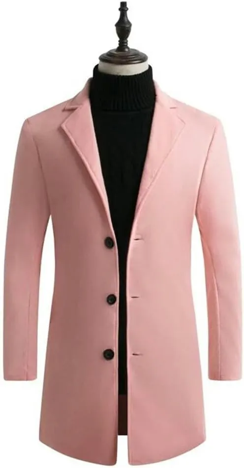 Winter Men Slim Fit Trench Outwear Blended Medium Long Trenchs Men Business Casual Coats