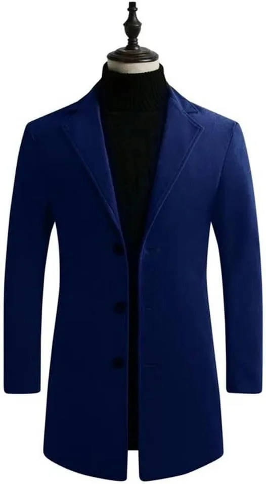 Winter Men Slim Fit Trench Outwear Blended Medium Long Trenchs Men Business Casual Coats