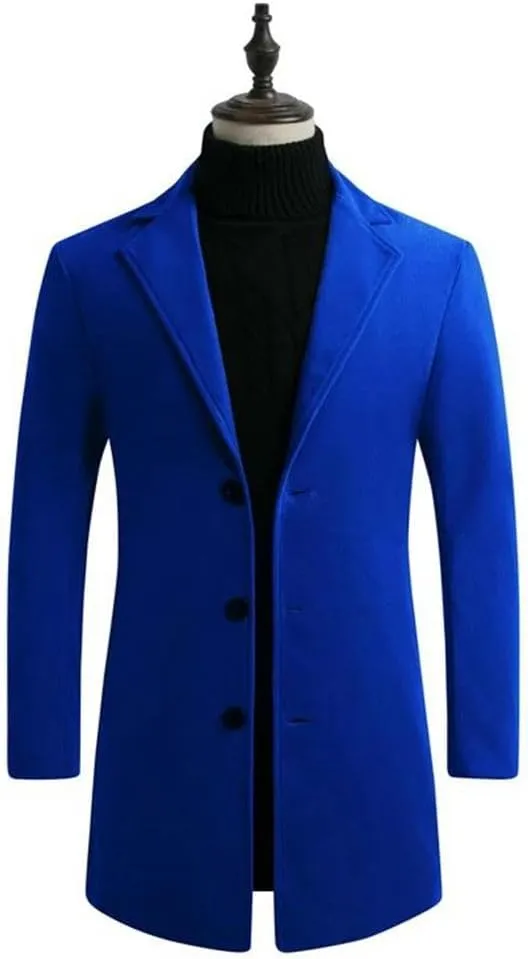Winter Men Slim Fit Trench Outwear Blended Medium Long Trenchs Men Business Casual Coats
