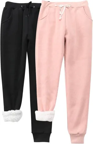 Winter Pants with Pockets Fuzzy Pants Womens Fuzzy Pajama Pants Winter Casual Flannel Pants Long Fleece Lined Pants