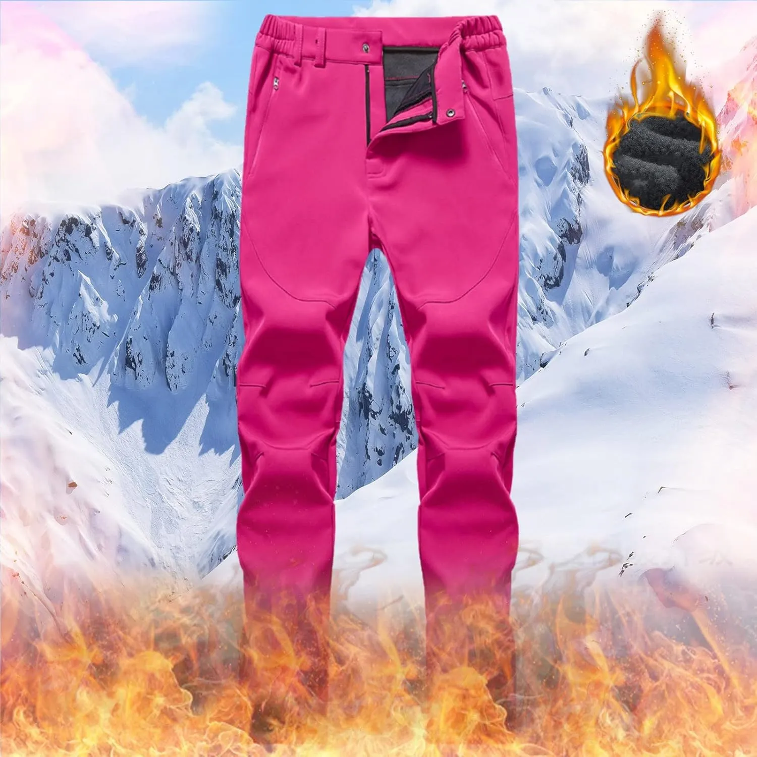 Winter Pants with Pockets Fuzzy Pants Womens Fuzzy Pajama Pants Winter Casual Flannel Pants Long Fleece Lined Pants
