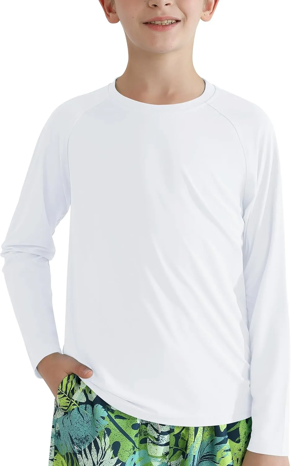 WISREMT Youth Kid Neon Shirt Boy Girl UPF 50  Rash Guard Quick Dry Athletic Long Sleeve T Shirt Sun Protection Water Swim Top