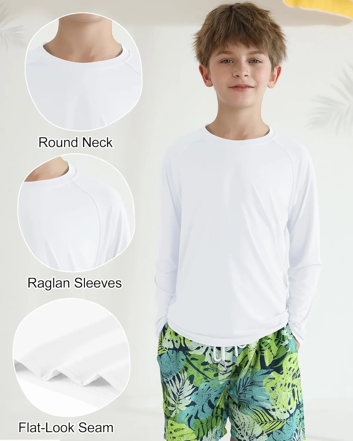 WISREMT Youth Kid Neon Shirt Boy Girl UPF 50  Rash Guard Quick Dry Athletic Long Sleeve T Shirt Sun Protection Water Swim Top