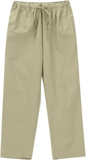 Women Cotton Linen Cropped Pants Casual Loose Wide Leg Trousers Summer Trendy Drawstring High Waist Pants with Pockets