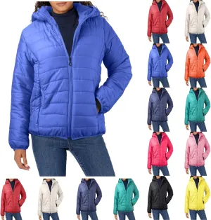 Women Down Jacket Lightweight Padded Quilted Jackets Fall Full Zip Cotton Coats Casual Warm Insulated Hooded Outwear