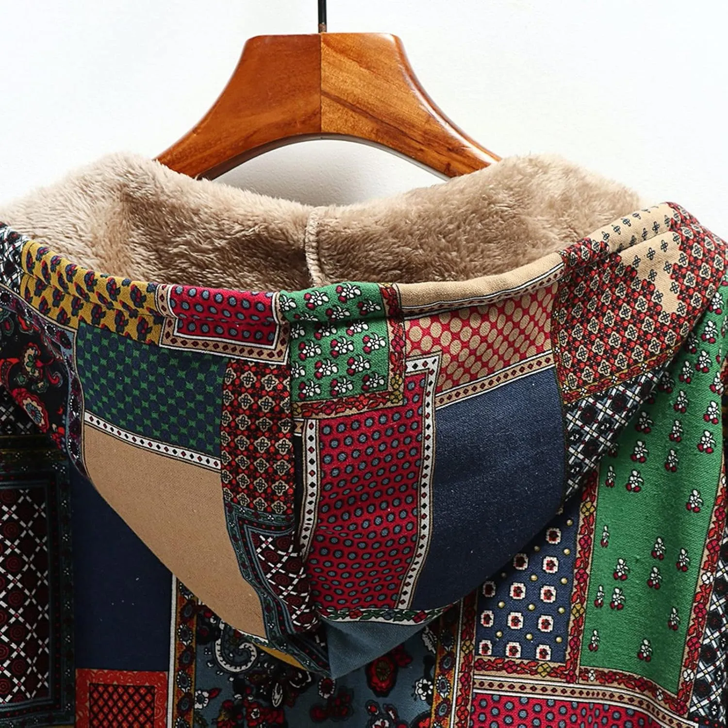 Women Fuzzy Jacket Shearling Lined Fleece Coat Fashion Patchwork Long Sleeve Open Front Cardigan Warm Winter Outwear