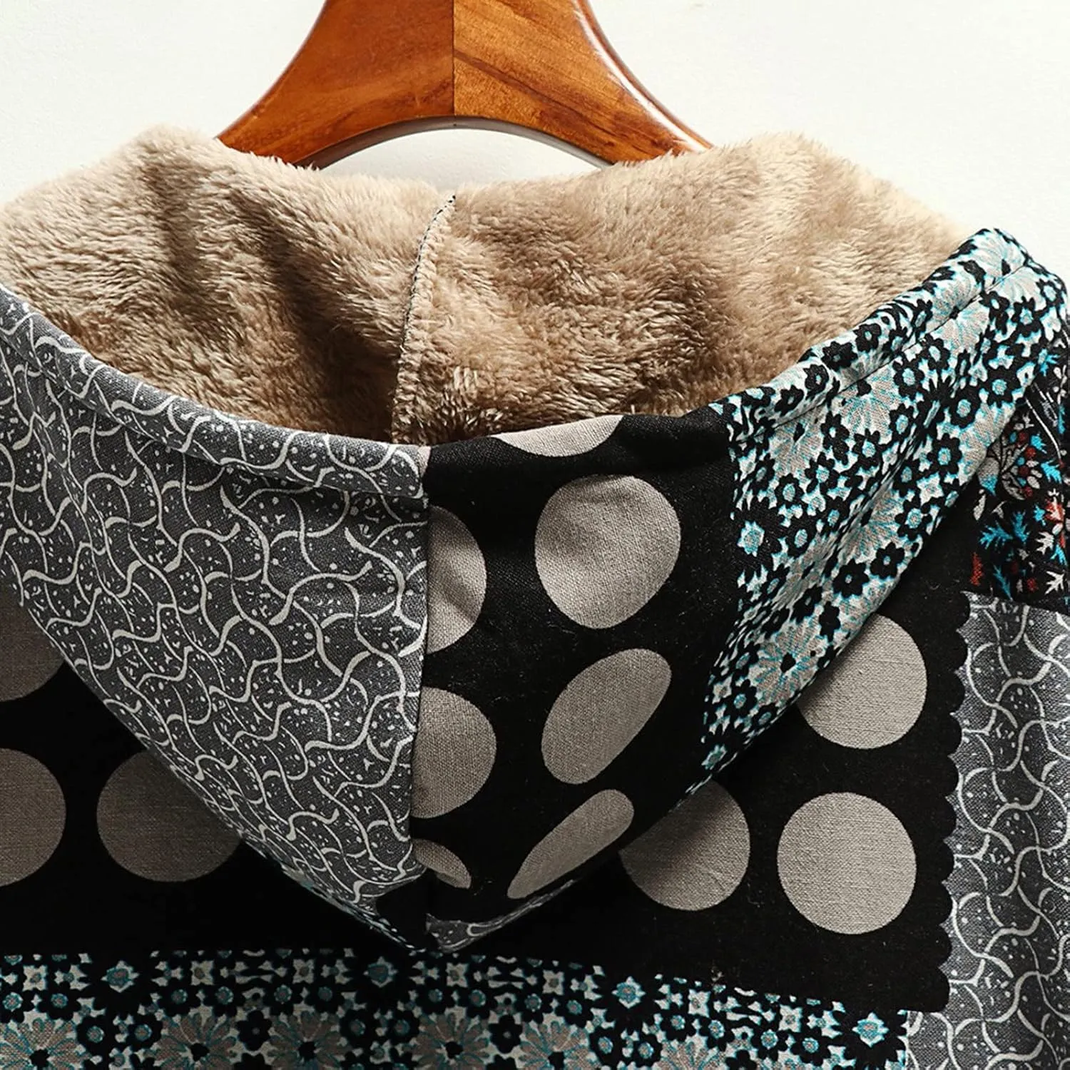 Women Fuzzy Jacket Shearling Lined Fleece Coat Fashion Patchwork Long Sleeve Open Front Cardigan Warm Winter Outwear