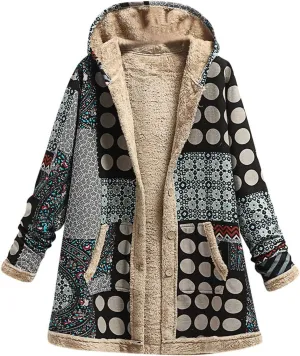 Women Fuzzy Jacket Shearling Lined Fleece Coat Fashion Patchwork Long Sleeve Open Front Cardigan Warm Winter Outwear