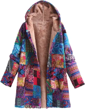 Women Fuzzy Jacket Shearling Lined Fleece Coat Fashion Patchwork Long Sleeve Open Front Cardigan Warm Winter Outwear