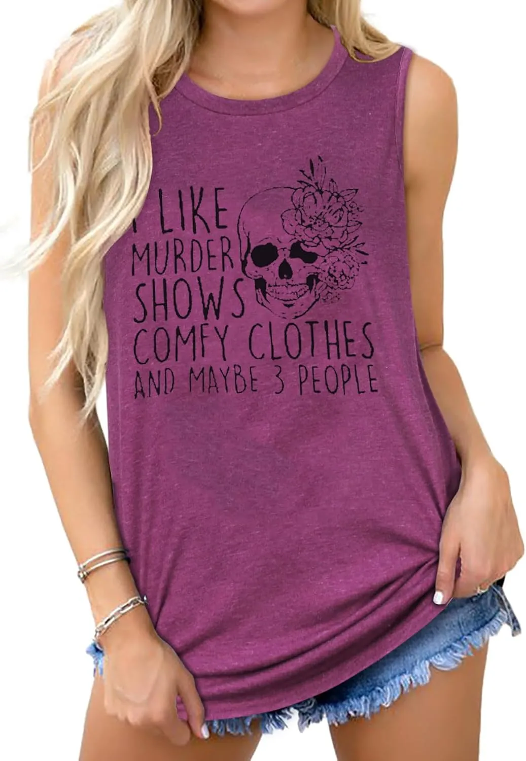Women Novelty Shirt I Like Murder Shows Friends Horror Tee Maybe 3 People Funny Graphic Casual Athletic Tops