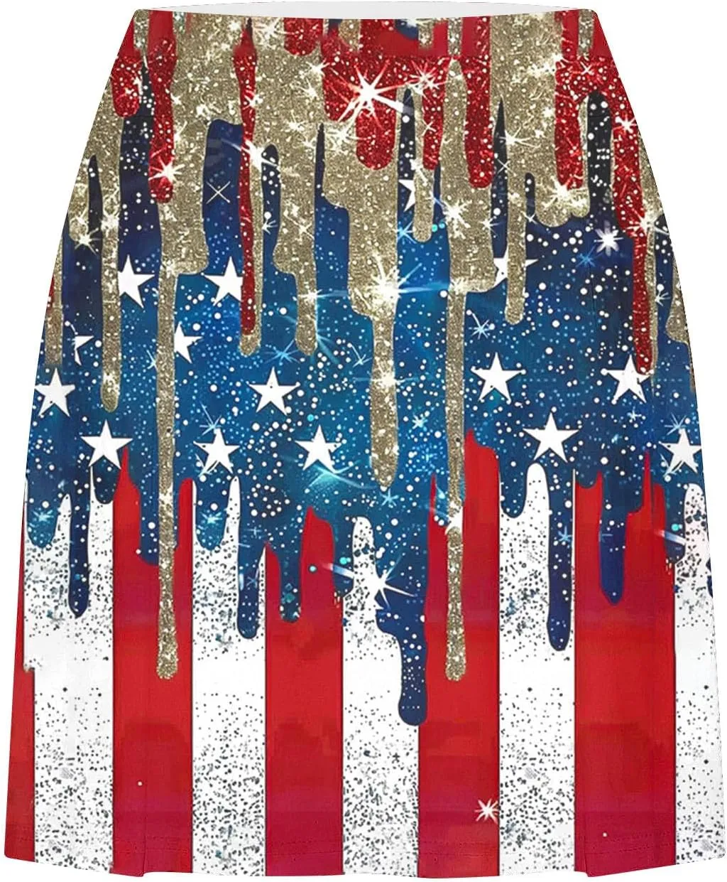 Women Tennis Skorts American Flag Patriotic Golf Skirts with Shorts Independence Day Stretchy Skirts Athletic Skorts